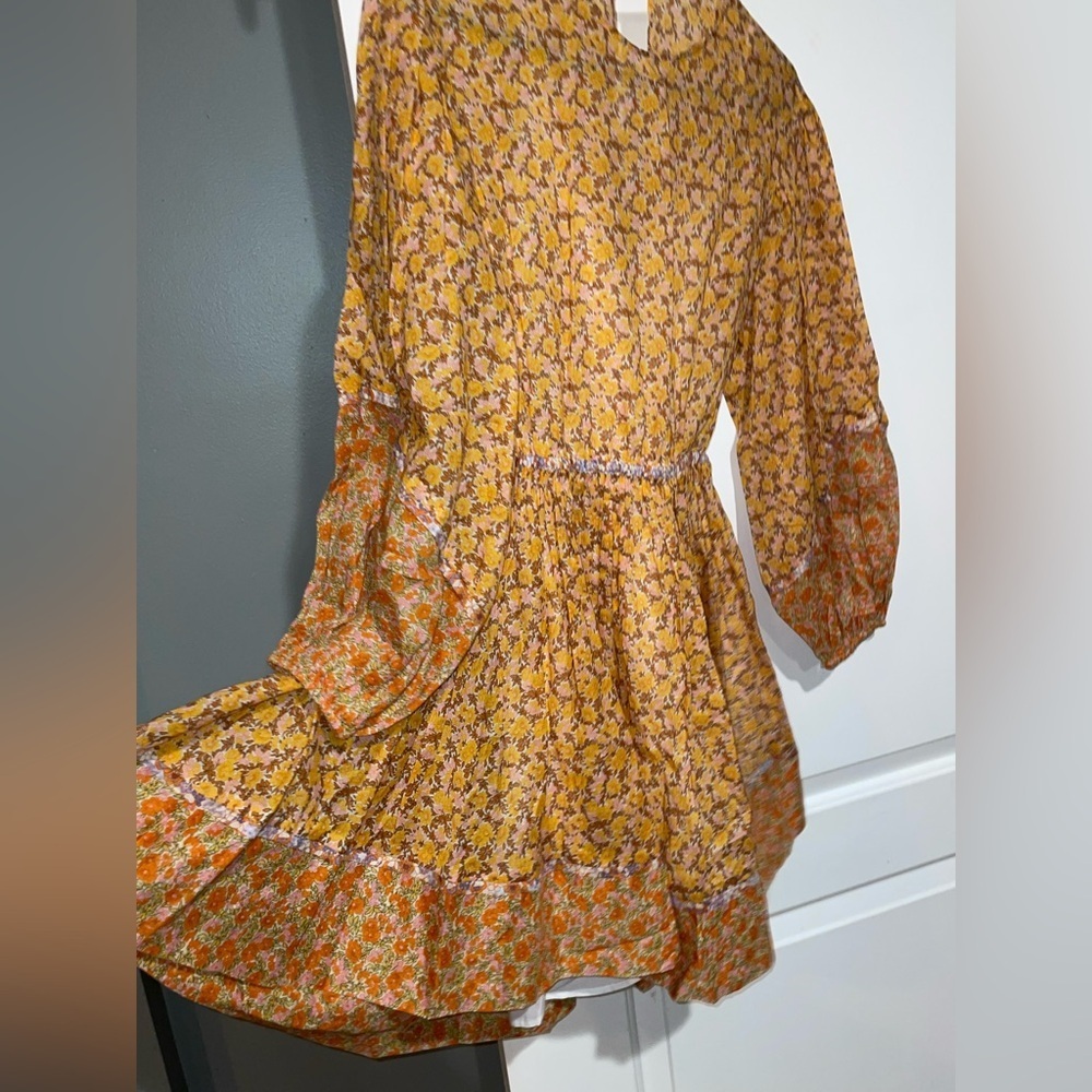 New! Maje Risso Yellow Floral Cut-Out Mini Long Sleeve Dress 🌼 Small - Picture 12 of 16